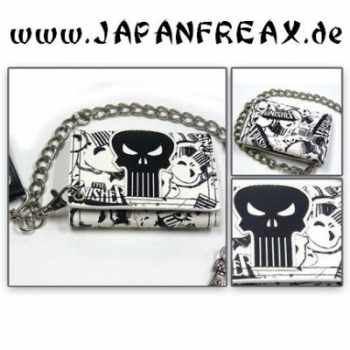 Punisher - Skull Print wallet b/w with chain